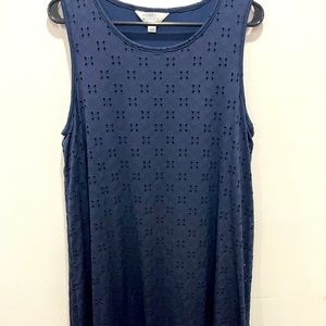 NWOT navy blue eyelet sleeveless dress